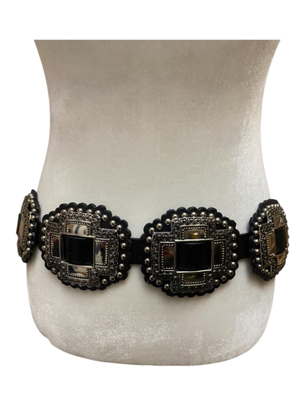 Roper Womens Black And Silver Large Cross Concho Western Belt - Picture 4 of 8